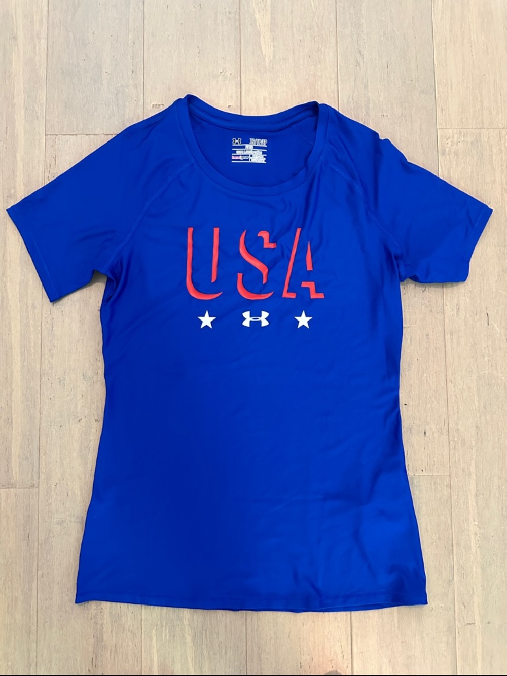 Under Armour Royal Blue USA Graphic Performance Heat Gear Fitted Tee